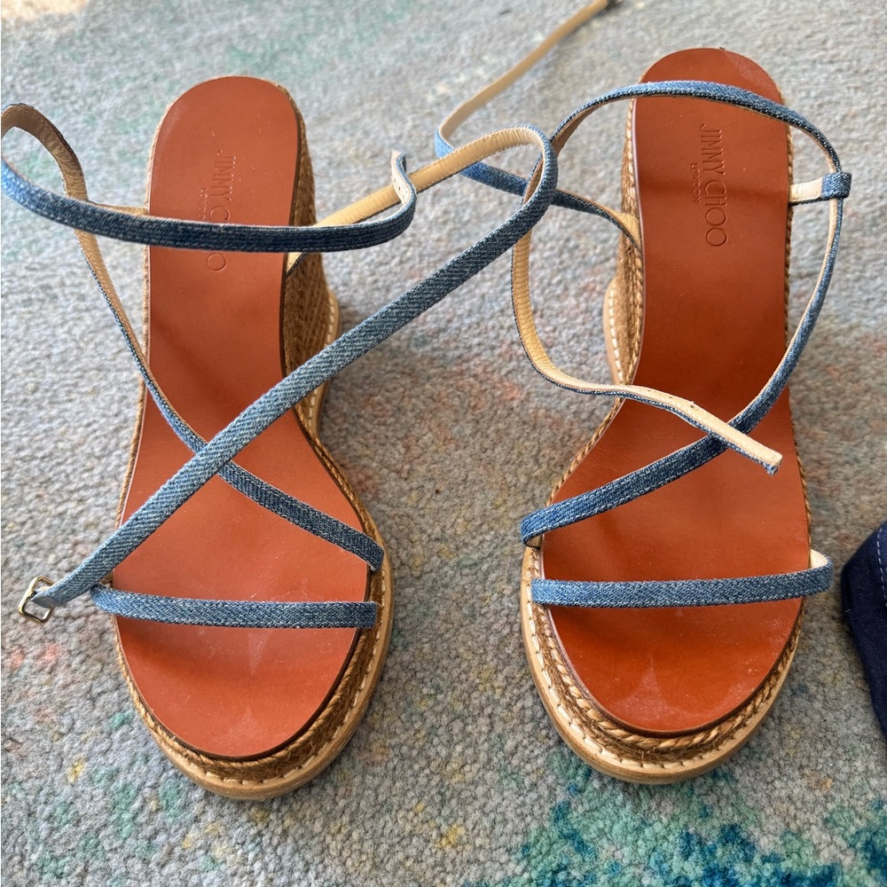 Jimmy Choo Blue and Tan Women's Sandals